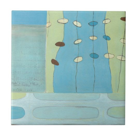 Abstracte blauwe eierparade tegeltje (Voorkant)