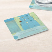 Abstracte blauwe eierparade vierkante kartonnen onderzetter (Schuin)