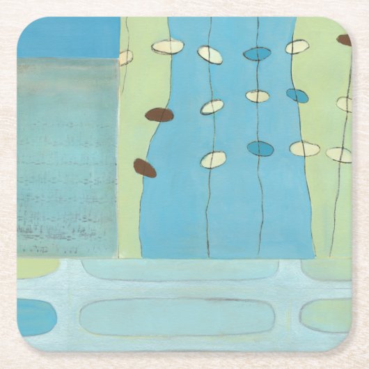 Abstracte blauwe eierparade vierkante kartonnen onderzetter (Voorkant)