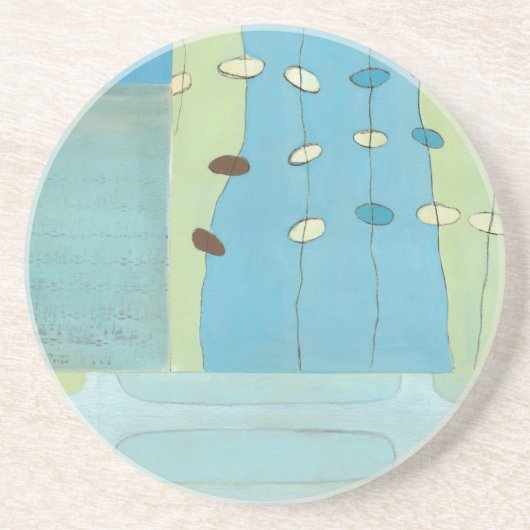 Abstracte blauwe eierparade zandsteen onderzetter (Voorkant)