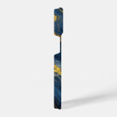 Abstracte blauwe en gouden marmer textuur iPhone hoesje (Rechterkant)