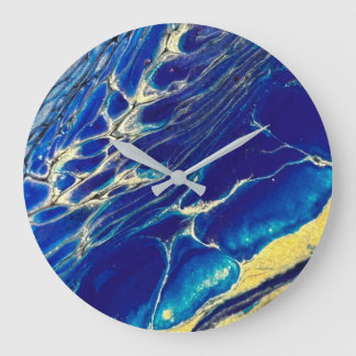 Abstracte blauwe en gouden rimpelklok grote klok