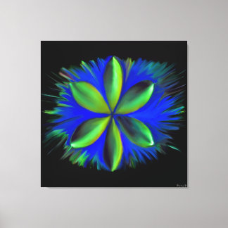 Abstracte blauwe en groene bloesem canvas afdruk