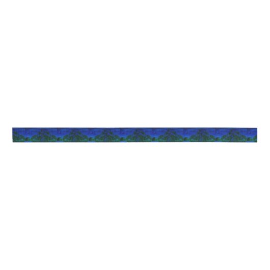 Abstracte Blauwe en groene Dye Swirls Grosgrain Lint (Voorkant)