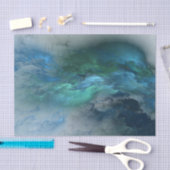 Abstracte blauwe en groene wolken - Weefselpapier Tissuepapier (Craft)
