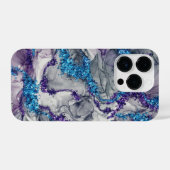 Abstracte blauwe en Paarse alcoholinkt iPhone Hoesje (Achterkant horizontaal)