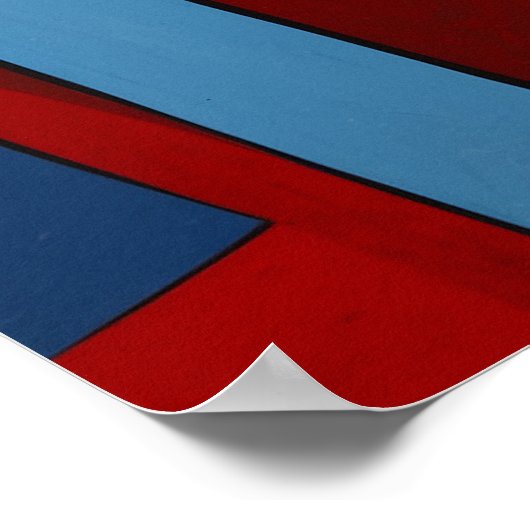 Abstracte Blauwe en Rode Gezichtskunst Poster (Hoek)