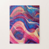 Abstracte blauwe en roze kunstpuzzel legpuzzel (Verticaal)