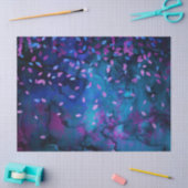 Abstracte Blauwe en Roze Zwemmen en Blauwbladeren  Tissuepapier (Craft)