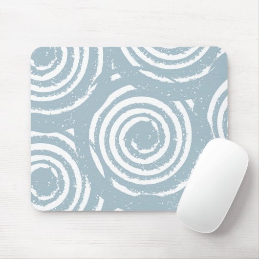 Abstracte Blauwe en Witte Cirkels Muismat (Met muis)