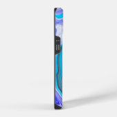 Abstracte blauwe en witte marmer iPhone hoesje (Rechterkant)