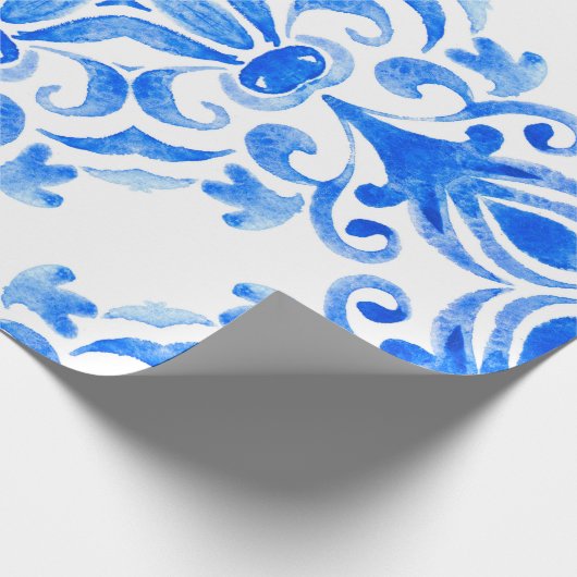 Abstracte blauwe en witte, met de hand getekende t cadeaupapier (Hoek)