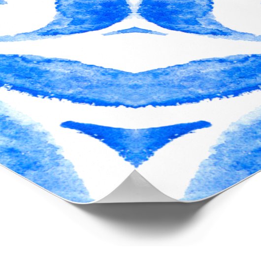 Abstracte blauwe en witte, met de hand getekende t poster (Hoek)