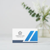 Abstracte blauwe en witte professionele visitekaar visitekaartje (Staand voorkant)