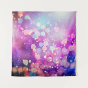 Abstracte blauwe en zilverglittershi wandkleed