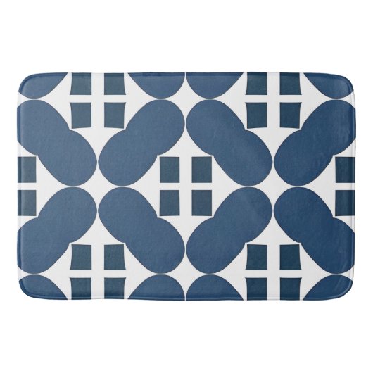 Abstracte Blauwe Geometrische Vormen Badmat (Voorkant)