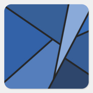 Abstracte blauwe geometrische vormen vierkante sticker