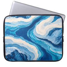 Abstracte blauwe gletsjer laptophoes | Esthetisch
