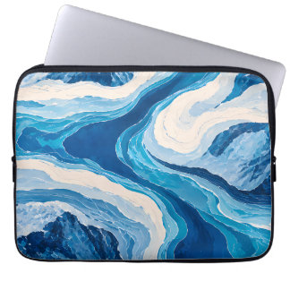 Abstracte blauwe gletsjer laptophoes | Esthetisch Laptop Sleeve