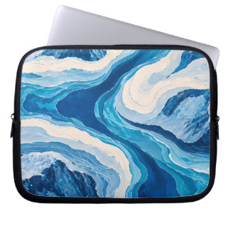 Abstracte blauwe gletsjer laptophoes | Esthetisch Laptop Sleeve