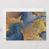 Abstracte blauwe gouden bruiloft kaart (Achterkant)