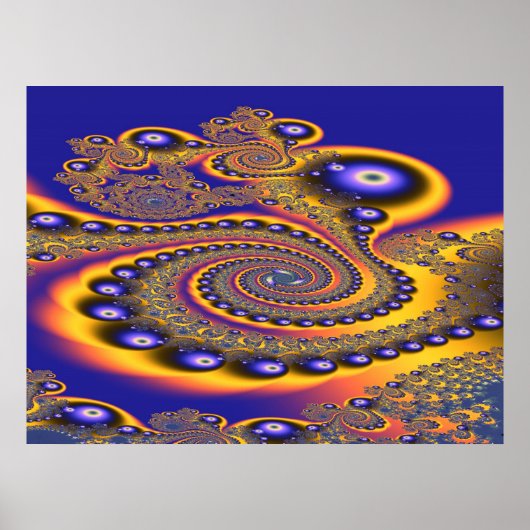 Abstracte blauwe goudkunst 3 poster (Voorkant)