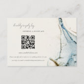 Abstracte blauwe goudstropdas QR-code RSVP Informatiekaartje (Voorkant)