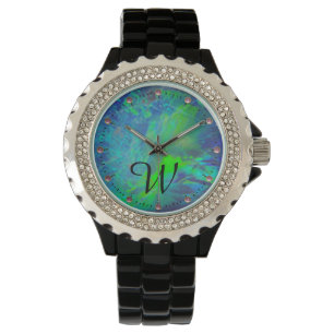 ABSTRACTE BLAUWE GROENE OPAL FOTOMONOGRAM HORLOGE