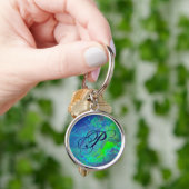 ABSTRACTE BLAUWE GROENE OPAL FOTOMONOGRAM SLEUTELHANGER (Hand)