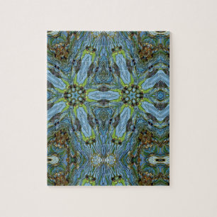 Abstracte blauwe groene puzzel legpuzzel