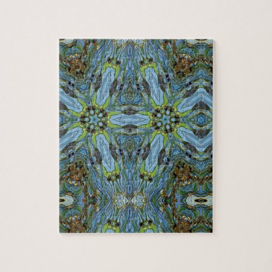 Abstracte blauwe groene puzzel legpuzzel (Verticaal)