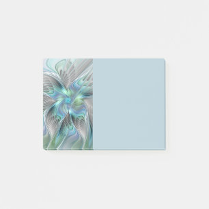 Abstracte blauwe groene vlinder fantasie fractale post-it® notes
