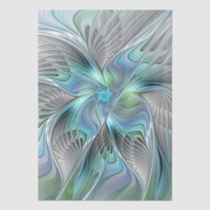 Abstracte Blauwe Groene Vlinder Fantasie Fractale Tissuepapier