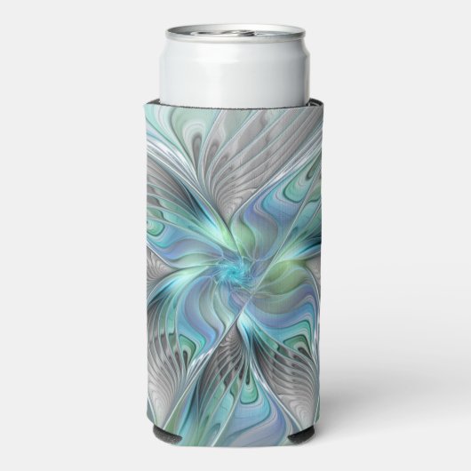 Abstracte blauwe groene vlinder Fantasy Fractal Ar (Seltzer Achterkant)