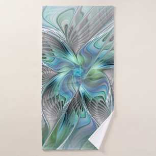 Abstracte blauwe groene vlinder Fantasy Fractal Ar Badhanddoek