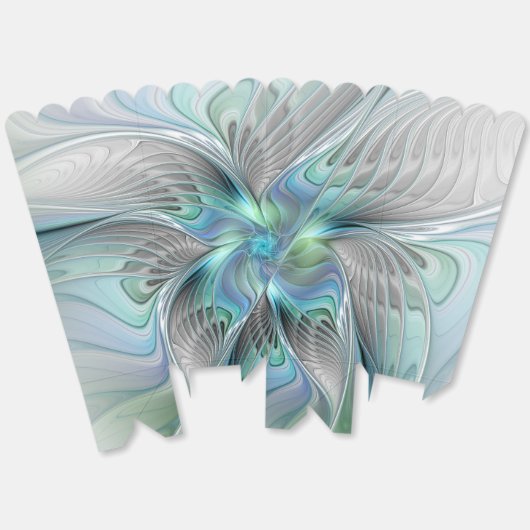 Abstracte blauwe groene vlinder Fantasy Fractal Ar Bedankdoosjes (Ongevouwen)