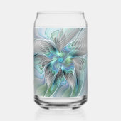 Abstracte blauwe groene vlinder Fantasy Fractal Ar Blikvorm Glas (Achterkant)