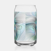 Abstracte blauwe groene vlinder Fantasy Fractal Ar Blikvorm Glas (Rechts)