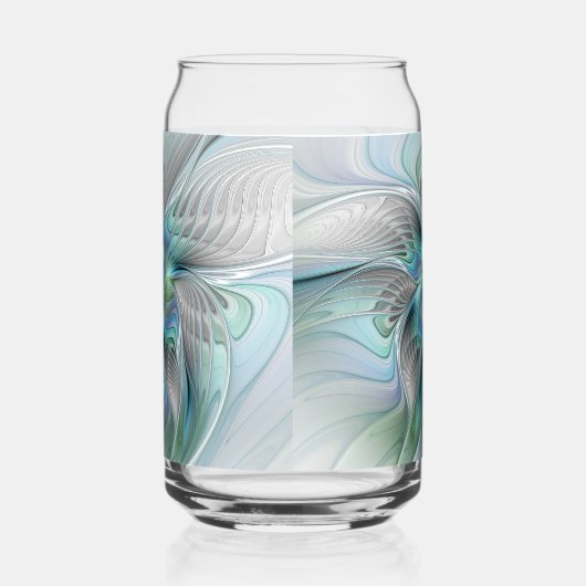 Abstracte blauwe groene vlinder Fantasy Fractal Ar Blikvorm Glas (Rechts)