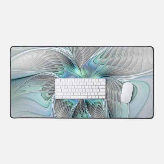 Abstracte blauwe groene vlinder Fantasy Fractal Ar Bureaumat (Keyboard & Muis)