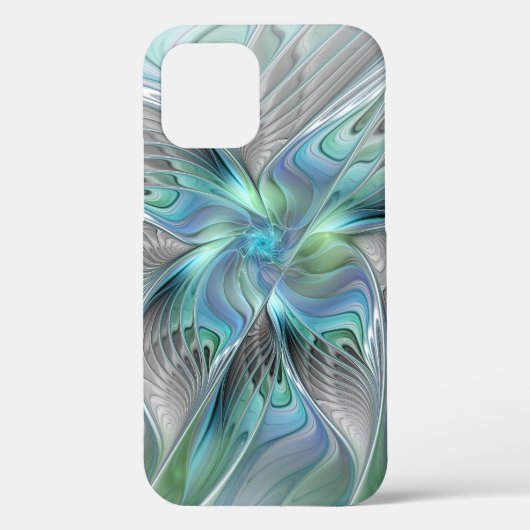 Abstracte blauwe groene vlinder Fantasy Fractal Ar Case-Mate iPhone Case (Achterkant)