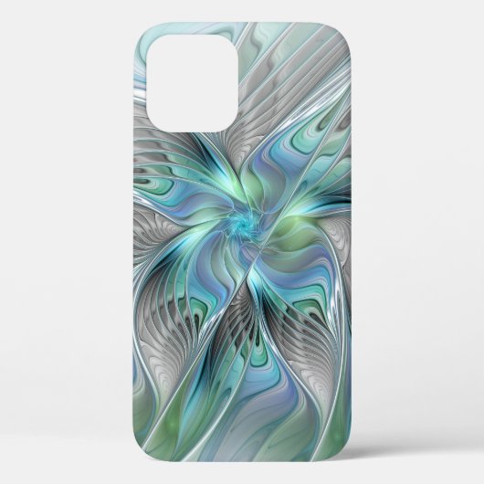 Abstracte blauwe groene vlinder Fantasy Fractal Ar Case-Mate iPhone Case (Achterkant)