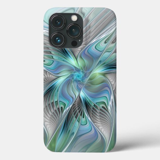 Abstracte blauwe groene vlinder Fantasy Fractal Ar Case-Mate iPhone Case (Achterkant)