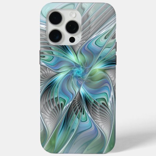 Abstracte blauwe groene vlinder Fantasy Fractal Ar Case-Mate iPhone Case (Achterkant)