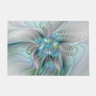 Abstracte blauwe groene vlinder Fantasy Fractal Ar Deurmat