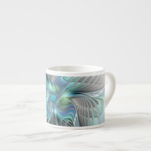 Abstracte blauwe groene vlinder Fantasy Fractal Ar Espresso Kop