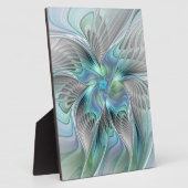 Abstracte blauwe groene vlinder Fantasy Fractal Ar Fotoplaat (Zijkant)