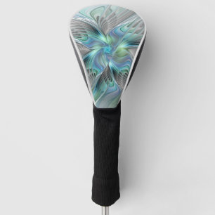 Abstracte blauwe groene vlinder Fantasy Fractal Ar Golfheadcover