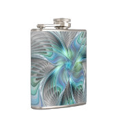 Abstracte blauwe groene vlinder Fantasy Fractal Ar Heupfles (Rechts)