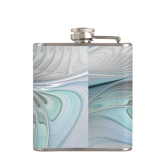 Abstracte blauwe groene vlinder Fantasy Fractal Ar Heupfles (Achterkant)